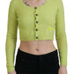 Yellow Green Cashmere Long Sleeves Cropped Sweater