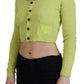 Yellow Green Cashmere Long Sleeves Cropped Sweater