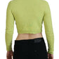 Yellow Green Cashmere Long Sleeves Cropped Sweater