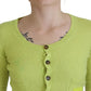 Yellow Green Cashmere Long Sleeves Cropped Sweater