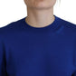 Blue Long Sleeve Crew Neck Casual Sweater