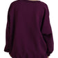 Purple Cotton Distressed Printed Long Sleeve Sweater