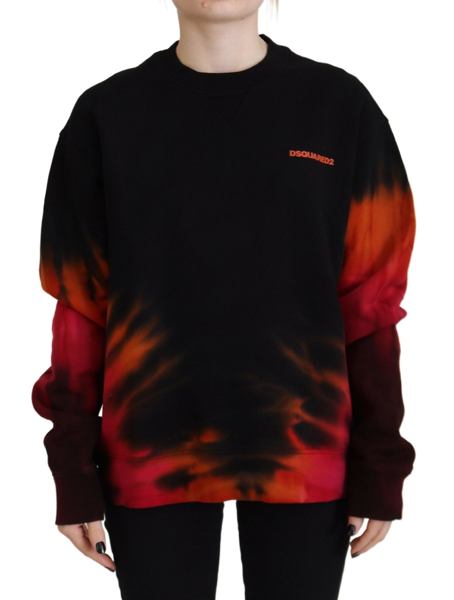 Black Tie Dye Logo Print Women Long Sleeve Sweater