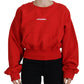 Red Logo Print Women Crew Neck Long Sleeve Sweater