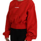 Red Logo Print Women Crew Neck Long Sleeve Sweater