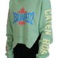 Green Logo Printed Crew Neck Long Sleeve Sweater