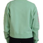 Green Logo Printed Crew Neck Long Sleeve Sweater