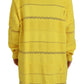 Yellow Cotton Knitted Hooded Pullover Sweater