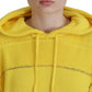 Yellow Cotton Knitted Hooded Pullover Sweater