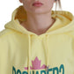 Yellow Logo Print Cotton Hoodie Sweatshirt Sweater