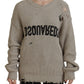 Beige Cotton Knitted Crewneck Pullover Sweater