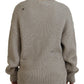 Beige Cotton Knitted Crewneck Pullover Sweater