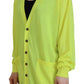 Yellow Wool Knitted Buttoned Cardigan Sweater