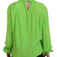 Green Stars Print Viscose Long Sleeves Blouse Top