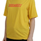 Yellow Logo Print Cotton Crewneck Easy Tee T-shirt