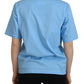 Blue Logo Print Cotton Crewneck Short Sleeve T-shirt