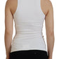 White Viscose Sleeveless Round Neck Tank T-shirt