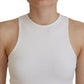 White Viscose Sleeveless Round Neck Tank T-shirt