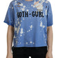 Blue Goth Gurl Print Black Lace Cotton Tee T-shirt