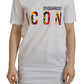 White Cotton Icon Logo Print Crewneck T-shirt