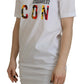 White Cotton Icon Logo Print Crewneck T-shirt