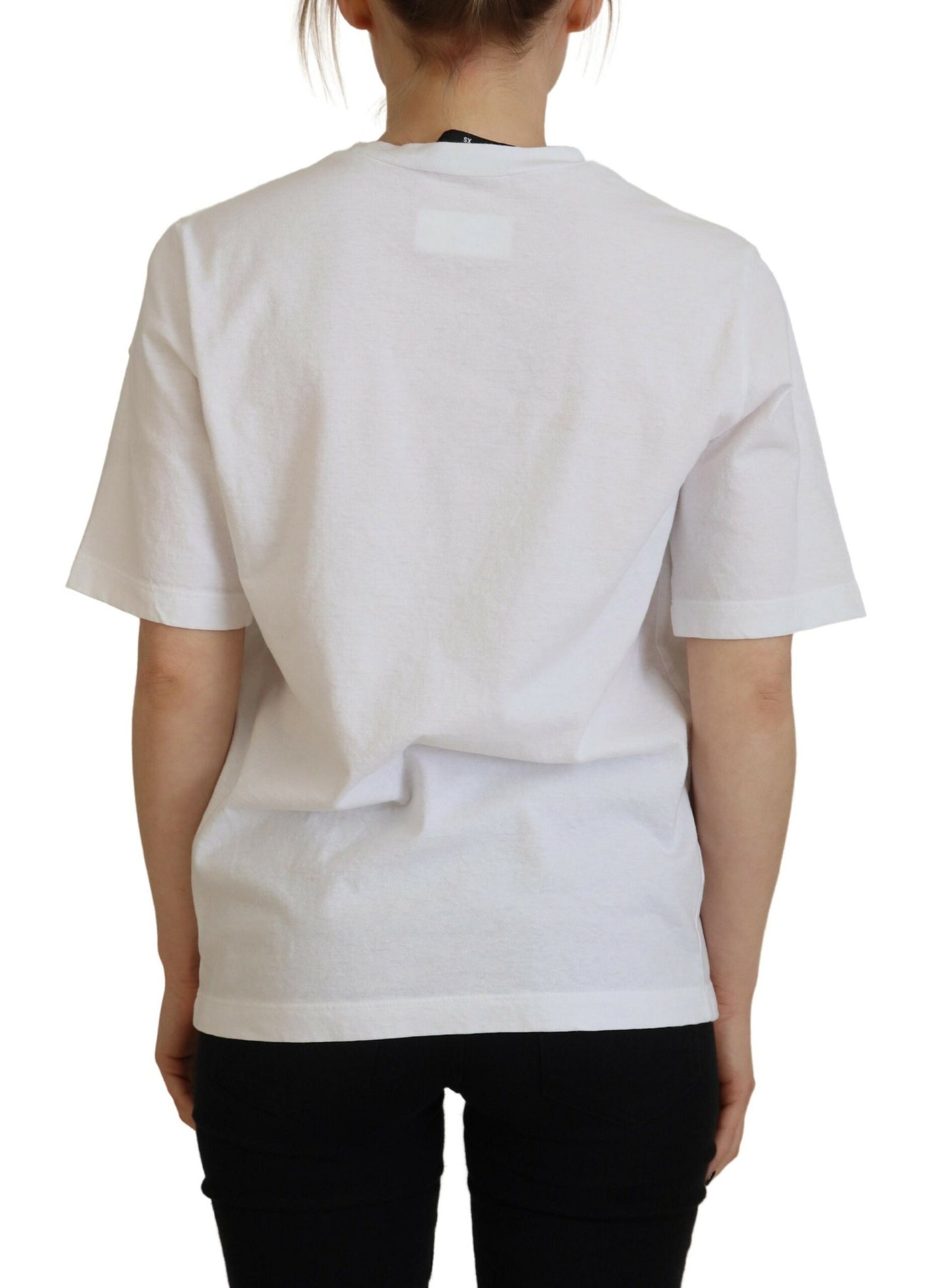 White Cotton Shiny Icon East Tee Crewneck T-shirt