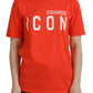 Orange Cotton Shiny Icon East Tee Crewneck T-shirt