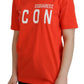 Orange Cotton Shiny Icon East Tee Crewneck T-shirt