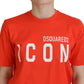 Orange Cotton Shiny Icon East Tee Crewneck T-shirt