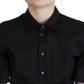 Black Collared Button Down Short Sleeve Cropped Top