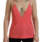 Pink Sleeveless Spaghetti Strap Cami V-neck Top