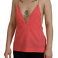 Pink Sleeveless Spaghetti Strap Cami V-neck Top