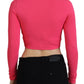 Pink Viscose Knit Open Chest Long Sleeves Top