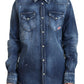 Blue Washed Cotton Button Down Collared Denim Shirt