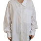 White Cotton Button Down Collared Dress Shirt Top