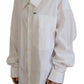 White Cotton Button Down Collared Dress Shirt Top