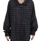 Black Checkered Collared Button Long Sleeves Shirt