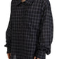 Black Checkered Collared Button Long Sleeves Shirt