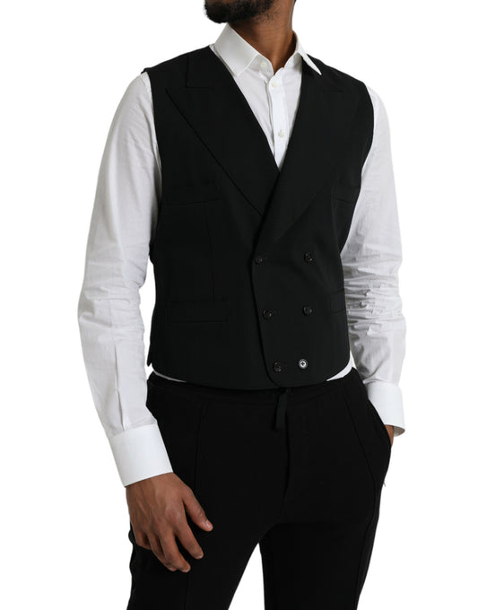 Black Wool Waistcoat Dress Formal Vest