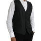 Black Wool Waistcoat Dress Formal Vest