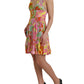 Multicolor Floral Silk A-Line Dress