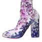 White Floral Jersey Stretch Boots Shoes