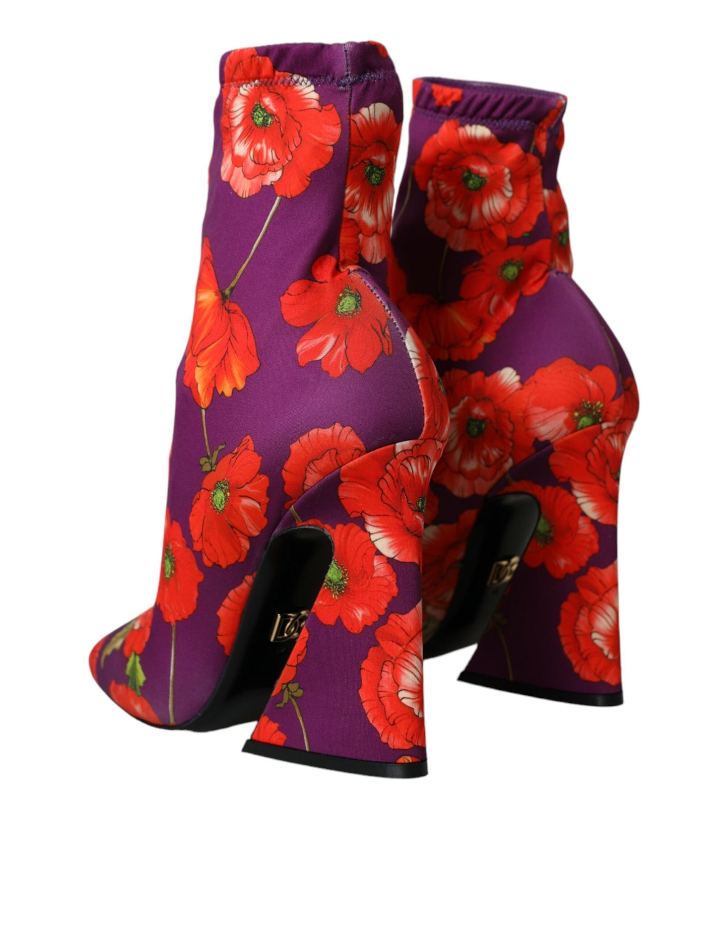 Purple Floral Jersey Stretch Boots Shoes