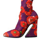 Purple Floral Jersey Stretch Boots Shoes