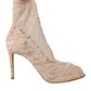 Beige Stretch Taormina Lace Boots Shoes