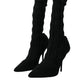 Black Stiletto Heels Mid Calf Boots Shoes