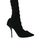 Black Stiletto Heels Mid Calf Boots Shoes