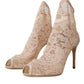 Beige Stretch Taormina Lace Boots Shoes