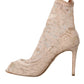 Beige Stretch Taormina Lace Boots Shoes