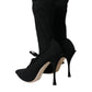 Black Stiletto Heels Mid Calf Boots Shoes